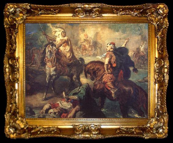 framed  Theodore Chasseriau Arab Chiefs Challenging Each other to Single Combat, ta009-2